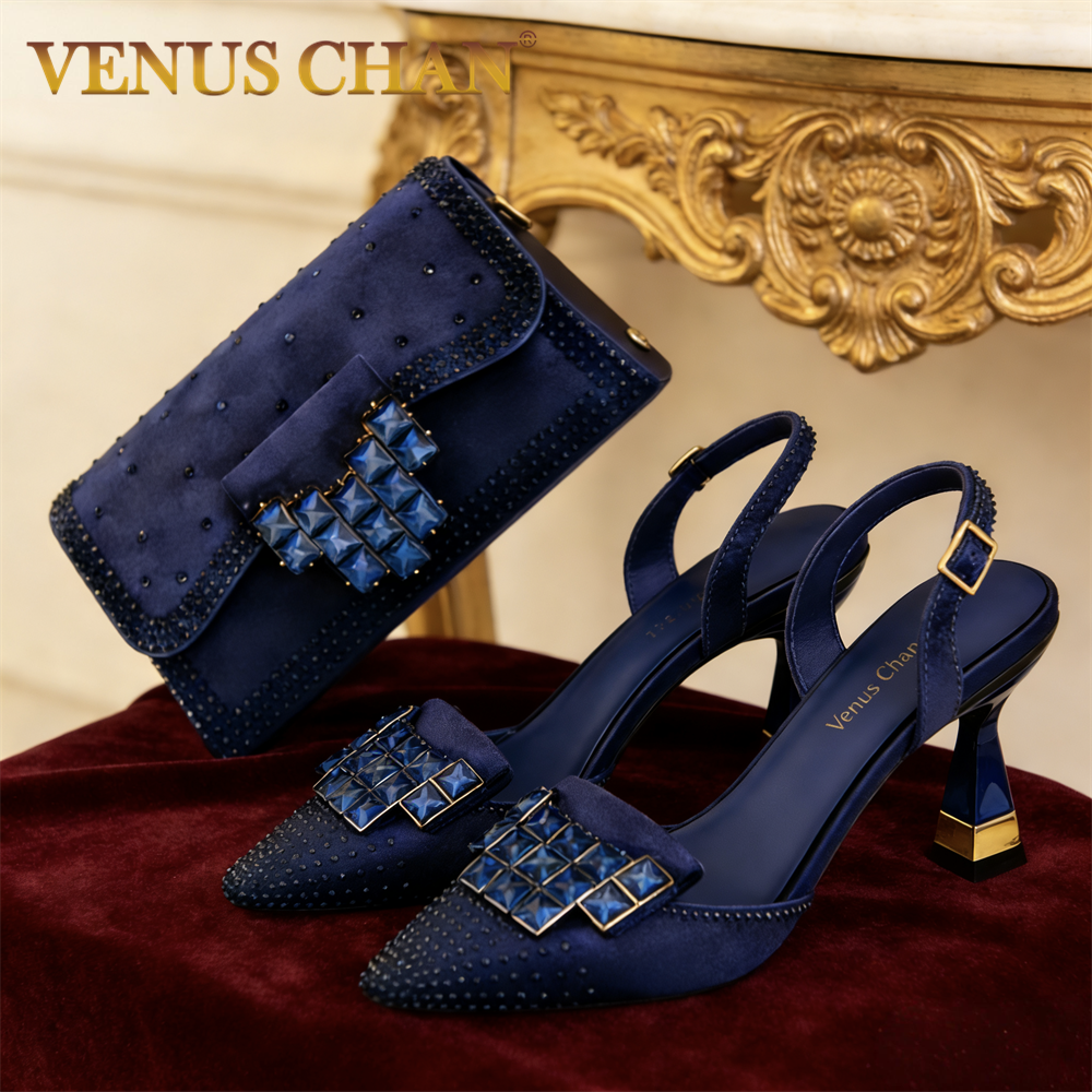 Party Favor Bag - Mineral Blue Rhinestone High Heel Shoes