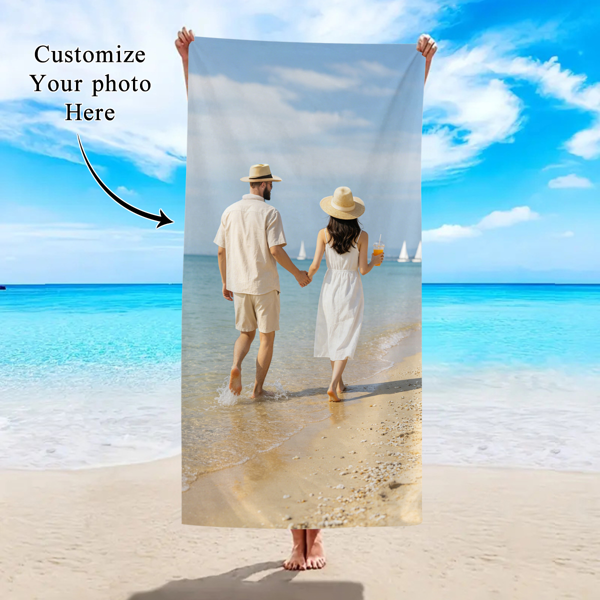 Event Party - 1pc Customized beach towels for photos,