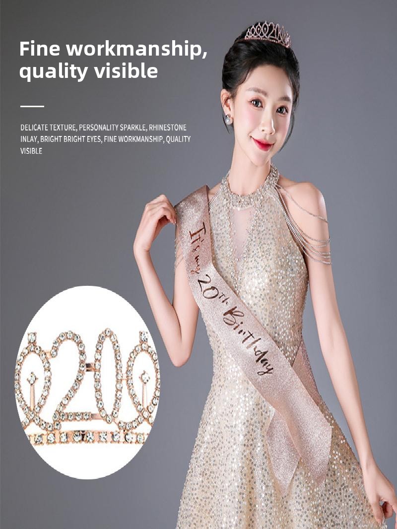 Champagne Gold Sparkle Crown S – обзор и цена Birthday Sash Glitter