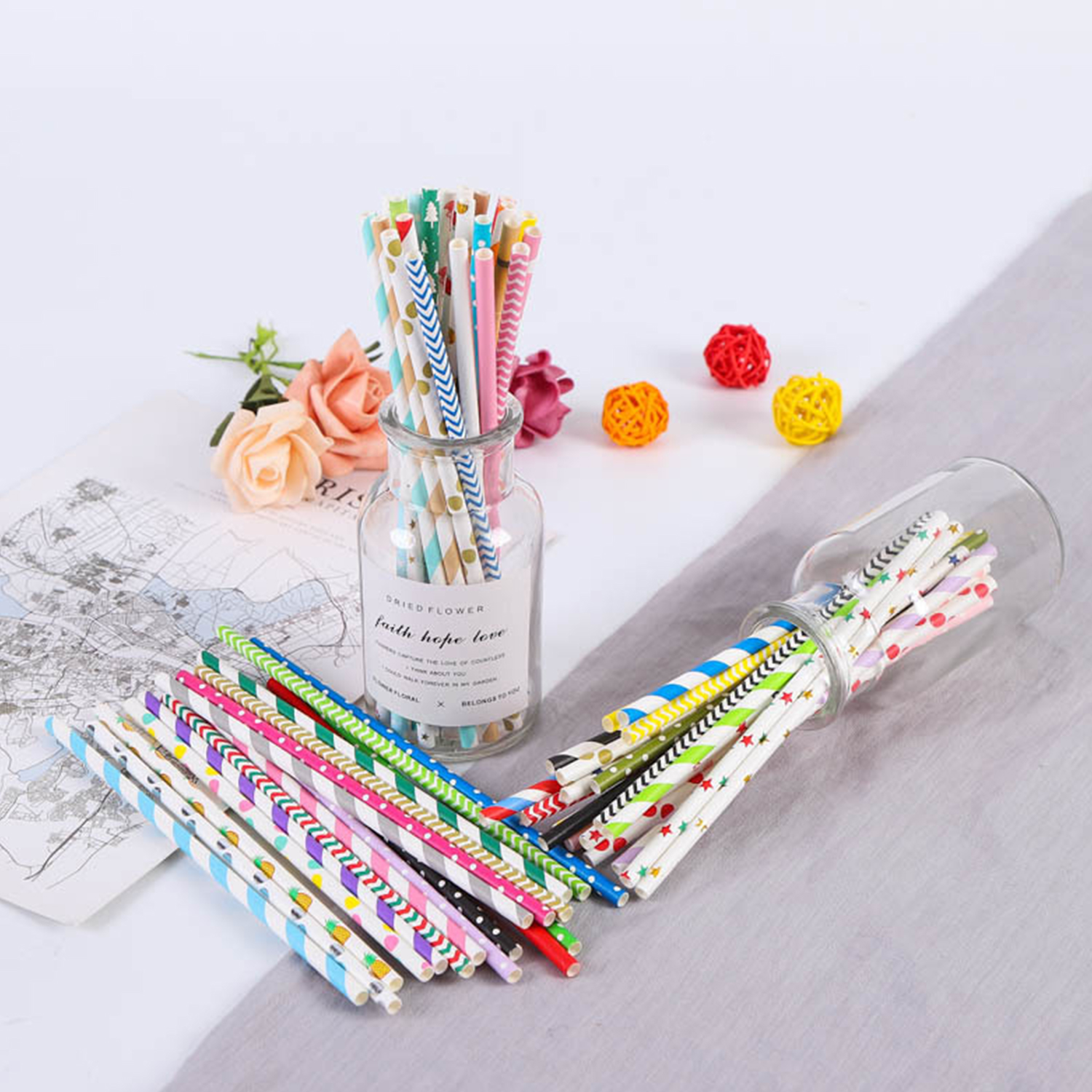 25 Pcs Colorful Disposable Pap – обзор и цена Paper Straw Color