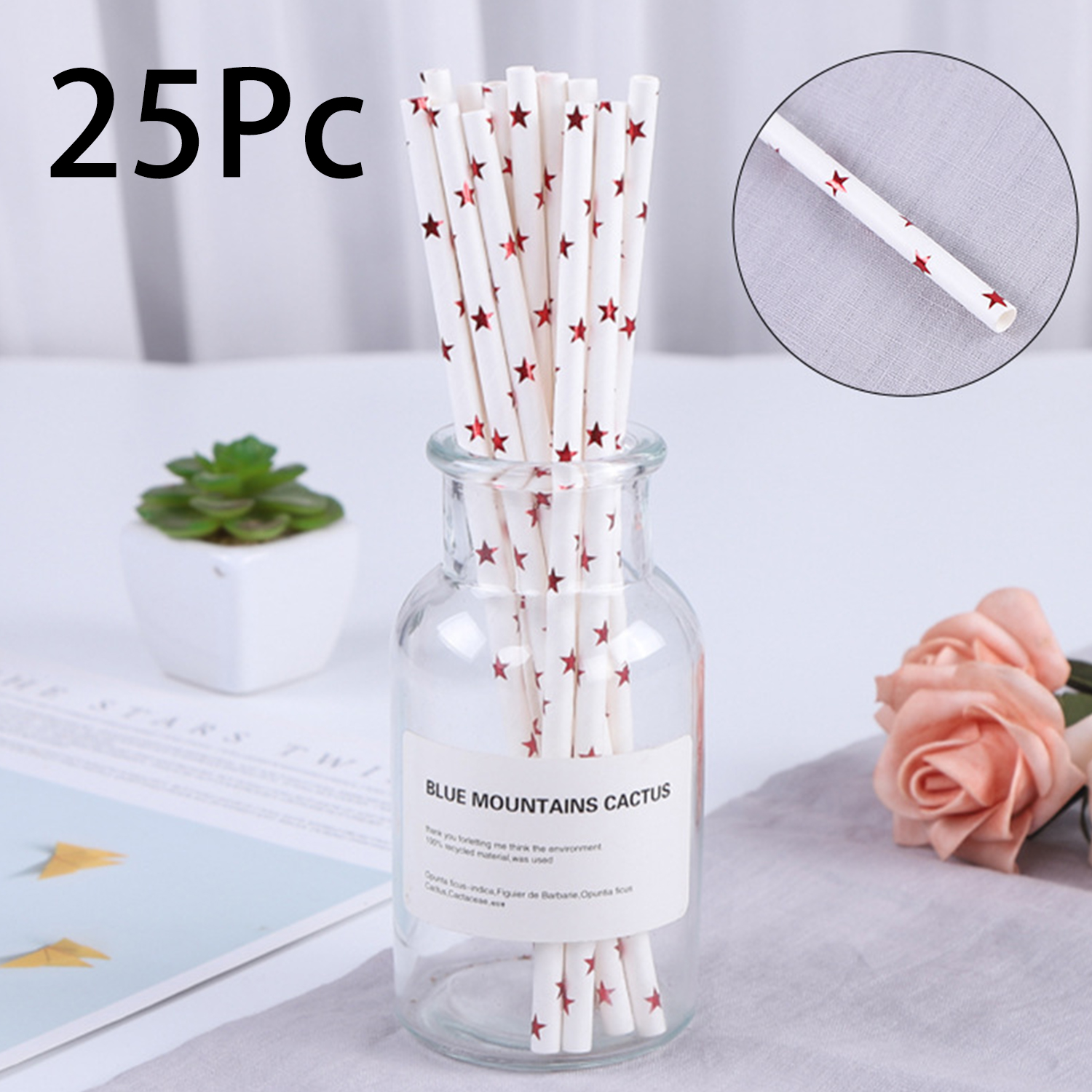 25 Pcs Colorful Disposable Pap – обзор и цена Paper Straw Color