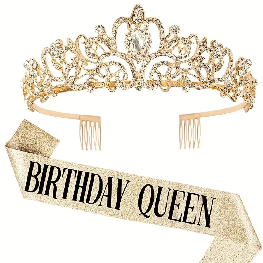 2pcs/Set Bling Rhinestone Crys – обзор и цена Birthday Sash Glitter