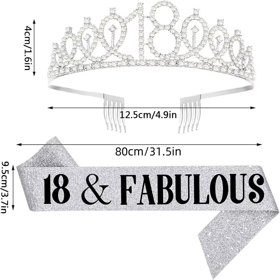 Glitter Silvery Birthday Tiara – обзор и цена Birthday Sash Glitter