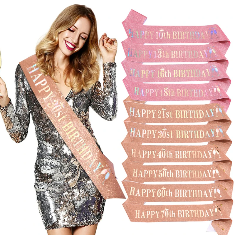 Happy 10th 13th 16th 21st 30th – обзор и цена Birthday Sash Glitter