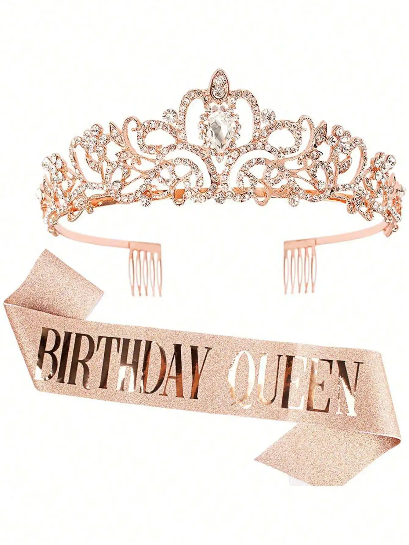 Bling Rhinestone Crystal Crown – обзор и цена Birthday Sash Glitter