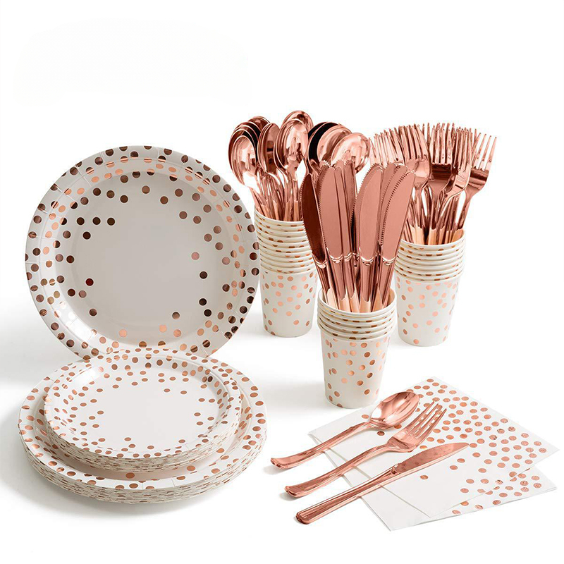 Rose Gold Party Tableware Kit  – обзор и цена Paper Straw Color