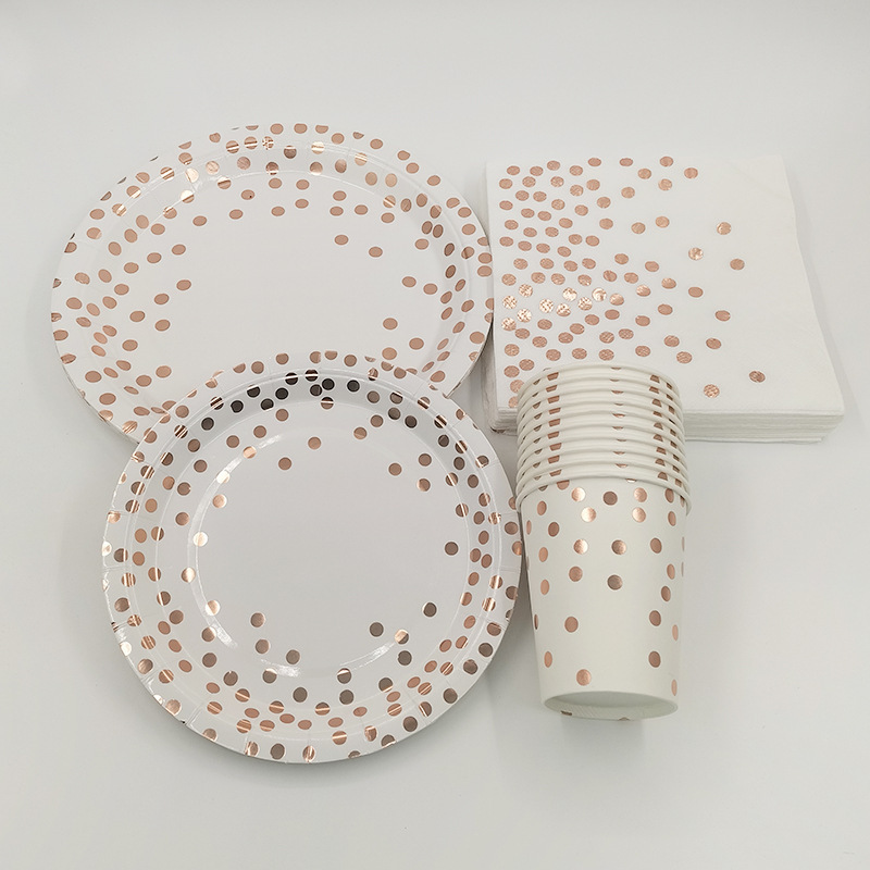 Rose Gold Party Tableware Kit  – обзор и цена Paper Straw Color