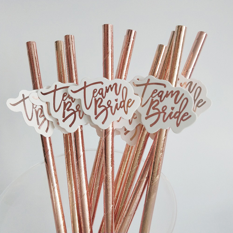10pcs Team Bride Rose Gold Str – обзор и цена Paper Straw Color