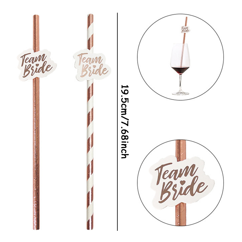 10pcs Team Bride Rose Gold Str – обзор и цена Paper Straw Color