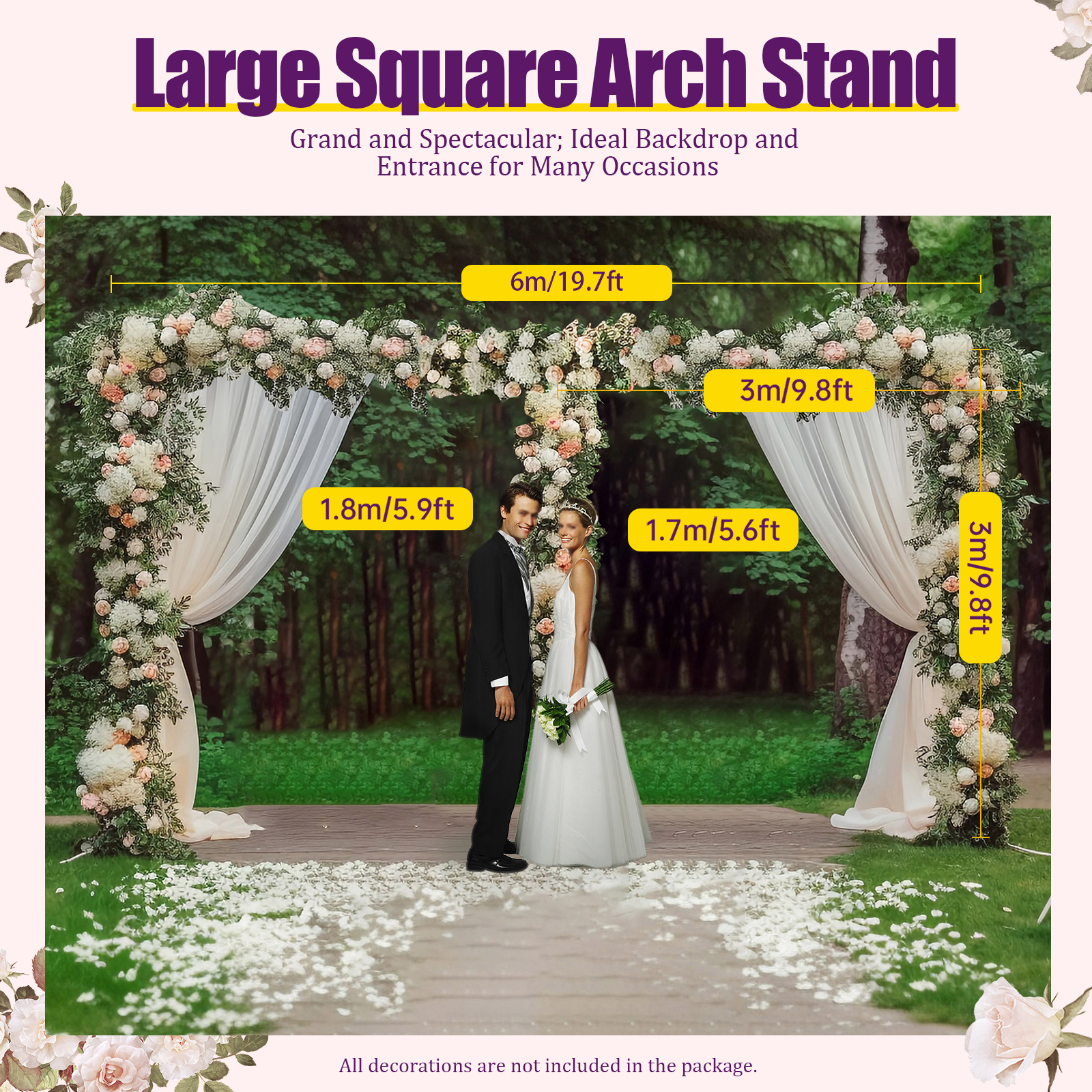 3x6m/10x20ft Metal Wedding Arc – обзор и цена Photo Booth Frame