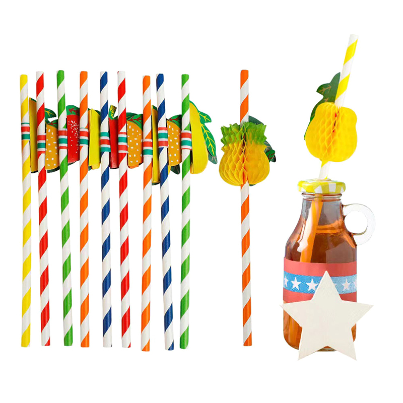 50pcs/lot 20cm 3D Fruit Cockta – обзор и цена Paper Straw Color