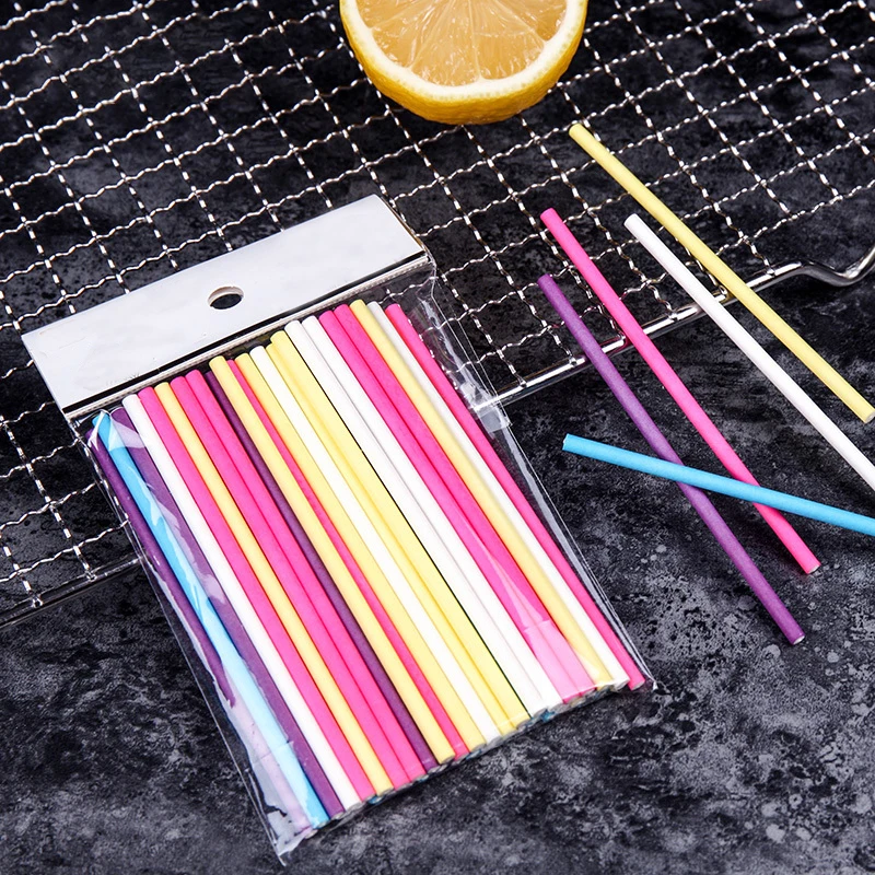 100Pcs/Lot Paper Lollipop Stic – обзор и цена Paper Straw Color