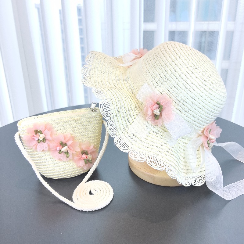 Girls 2pcs Straw Hat Solid Col – обзор и цена Paper Straw Color