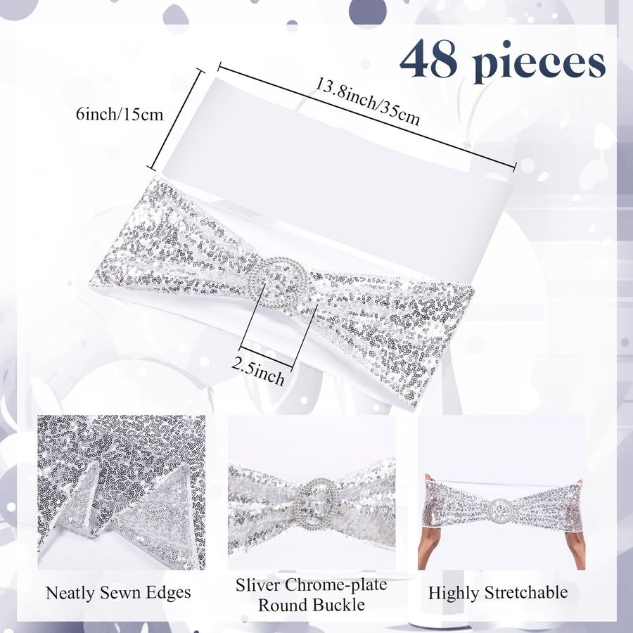 54 Pcs Silver Sequin Chair Sas – обзор и цена Birthday Sash Glitter